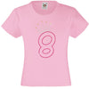 NUMBER 8 IN WITH CROWN GIRLS T SHIRT, RHINESTONE EMBELLISHED BIRTHDAY T SHIRT, ELEGANT GIFT FOR THEIR BIG DAY