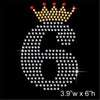 6 with Crown - Birthday Hotfix Rhinestone Transfer Diamante Motif, Iron on Applique