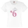 6 with Crown and Wand - Birthday Hotfix Rhinestone Transfer Diamante Motif, Iron on Applique