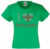 I LOVE ENGLAND RHINESTONE EMBELLISHED T-SHIRT ELEGANT GIFT FOR GIRLS