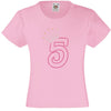 NUMBER 5 IN WITH CROWN GIRLS T SHIRT, RHINESTONE EMBELLISHED BIRTHDAY T SHIRT, ELEGANT GIFT FOR THEIR BIG DAY
