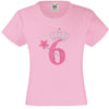 6 with Crown and Wand - Birthday Hotfix Rhinestone Transfer Diamante Motif, Iron on Applique