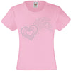 SHOOTING LOVE HEART RHINESTONE EMBELLISHED T-SHIRT ELEGANT GIFT FOR GIRLS