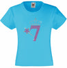 NUMBER 7 WITH CROWN & WAND GIRLS T SHIRT, RHINESTONE EMBELLISHED BIRTHDAY T SHIRT, ELEGANT GIFT FOR THEIR BIG DAY