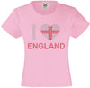 I LOVE ENGLAND RHINESTONE EMBELLISHED T-SHIRT ELEGANT GIFT FOR GIRLS