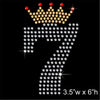 7 with Crown - Birthday Hotfix Rhinestone Transfer Diamante Motif, Iron on Applique