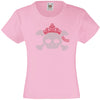 SKULL WITH A TIARA HALLOWEEN SCARY RHINESTONE EMBELLISHED T-SHIRT ELEGANT GIFT FOR GIRLS