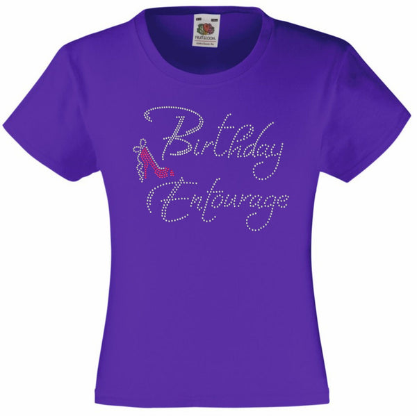 BIRTHDAY ENTOURAGE GIRLS T SHIRT RHINESTONE EMBELLISHED BIRTHDAY T SHIRT, ELEGANT GIFT FOR THEIR BIG DAY