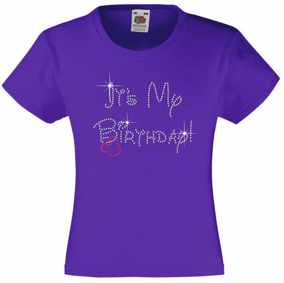 IT'S MY BIRTHDAY GIRLS T SHIRT, RHINESTONE EMBELLISHED BIRTHDAY T SHIRT, ELEGANT GIFT FOR THEIR BIG DAY