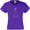 CHRISTMAS TREE RHINESTONE EMBELLISHED T SHIRT FOR GIRLS, ELEGANT GIFT FOR CHRISTMAS