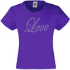 LOVE RHINESTONE EMBELLISHED T SHIRT ELEGANT GIFT FOR GIRLS