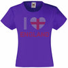 I LOVE ENGLAND RHINESTONE EMBELLISHED T-SHIRT ELEGANT GIFT FOR GIRLS