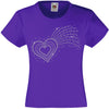 SHOOTING LOVE HEART RHINESTONE EMBELLISHED T-SHIRT ELEGANT GIFT FOR GIRLS
