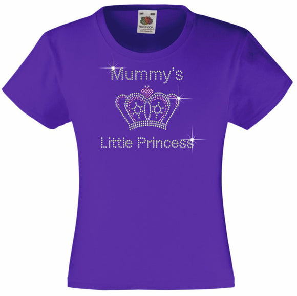MUMMY'S LITTLE PRINCESS GIRLS T SHIRT RHINESTONE EMBELLISHED T SHIRT ELEGANT GIFT
