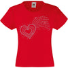 SHOOTING LOVE HEART RHINESTONE EMBELLISHED T-SHIRT ELEGANT GIFT FOR GIRLS
