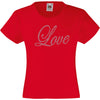 LOVE RHINESTONE EMBELLISHED T SHIRT ELEGANT GIFT FOR GIRLS