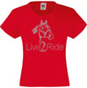 LIVE2RIDE HORSE FACE RHINESTONE EMBELLISHED T SHIRT ELEGANT GIFT FOR ANIMAL LOVING GIRLS