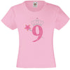 NUMBER 9 WITH CROWN & WAND GIRLS T SHIRT, RHINESTONE EMBELLISHED BIRTHDAY T SHIRT, ELEGANT GIFT FOR THEIR BIG DAY