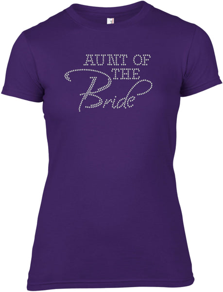 AUNT OF THE BRIDE RHINESTONE EMBELLISHED HEN DO PARTY T SHIRT FOR LADIES
