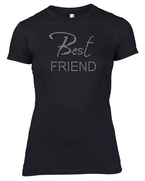BEST FRIEND RHINESTONE EMBELLISHED HEN DO PARTY T-SHIRT FOR LADIES