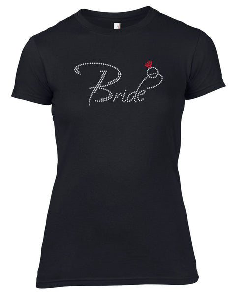 BRIDE RHINESTONE EMBELLISHED HEN DO PARTY T-SHIRT FOR LADIES