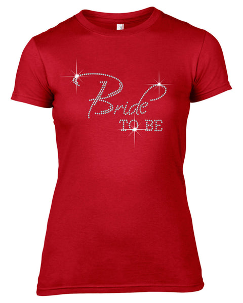 BRIDE TO BE RHINESTONE EMBELLISHED HEN DO PARTY T SHIRT FOR LADIES