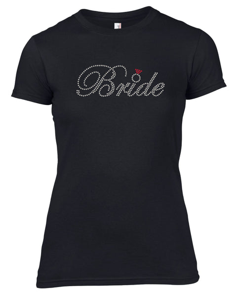 BRIDE RHINESTONE EMBELLISHED HEN DO PARTY T SHIRTS FOR LADIES