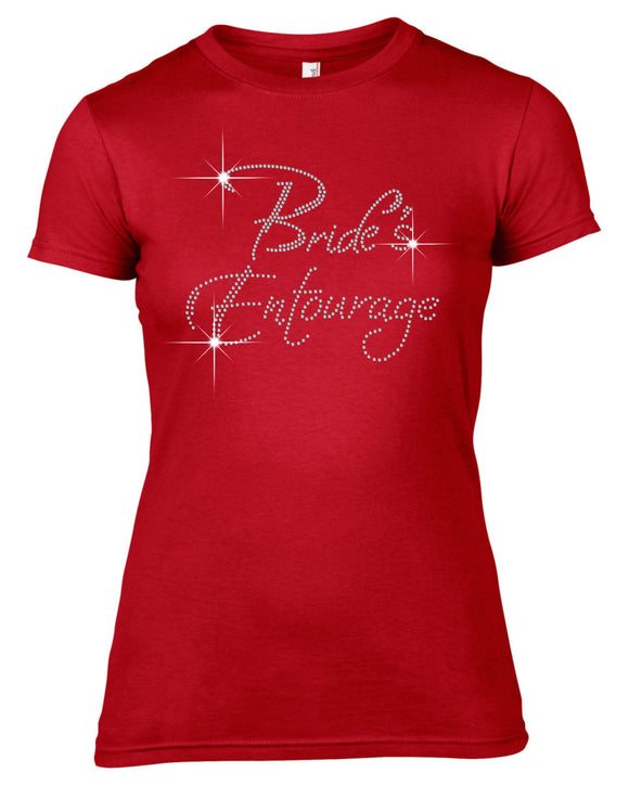 BRIDE'S ENTOURAGE RHINESTONE EMBELLISHED HEN DO PARTY T SHIRT FOR LADIES