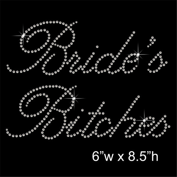 Bride's Bitches Hotfix Rhinestone Transfer Diamante Motif, Iron-on Applique