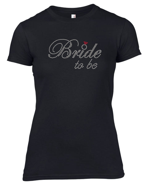 BRIDE TO BE RHINESTONE EMBELLISHED HEN DO PARTY T-SHIRT FOR LADIES