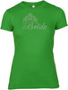 BRIDE WITH TIARA RHINESTONE EMBELLISHED HEN DO PARTY T-SHIRT FOR LADIES
