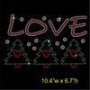 Christmas LOVE and Trees Hotfix Rhinestone Transfer Diamante Motif, Iron-on Applique