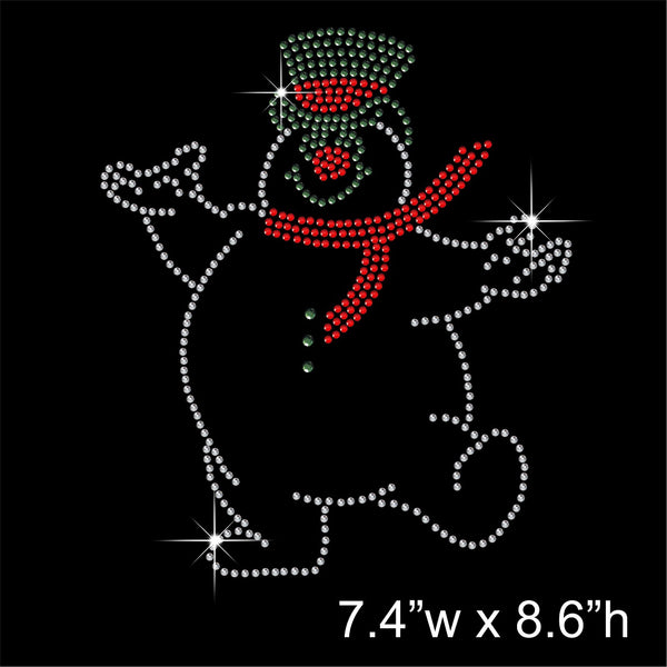 Christmas Snow Man Hotfix Rhinestone Transfer Diamante Motif, Iron-on Applique