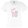 I am 10 Girls T Shirt, Rhinestone Embellished Birthday T Shirt, Elegant Gift for their big day