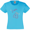 I am 4 Girls T Shirt, Rhinestone Embellished Birthday T Shirt, Elegant Gift for their big day