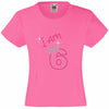 I am 6 Girls T Shirt, Rhinestone Embellished Birthday T Shirt, Elegant Gift for their big day