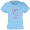 I am 7 Girls T Shirt, Rhinestone Embellished Birthday T Shirt, Elegant Gift for their big day