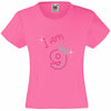 I am 9 Girls T Shirt, Rhinestone Embellished Birthday T Shirt, Elegant Gift for their big day