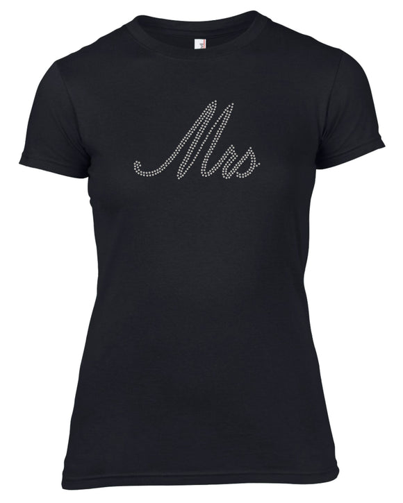 MRS RHINESTONE EMBELLISHED HEN DO PARTY T-SHIRT FOR LADIES