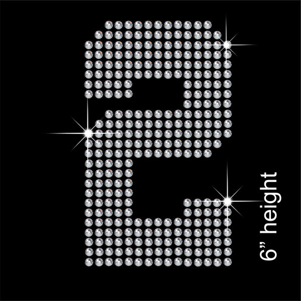 Number 2 Hotfix Rhinestone Transfer Diamante Motif, Iron-on Applique