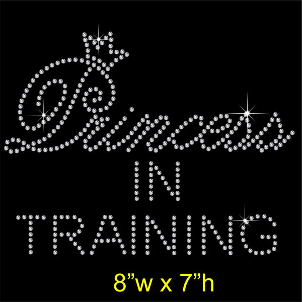 Princess in Training Hotfix Rhinestone Transfer Diamante Motif, Iron on Applique