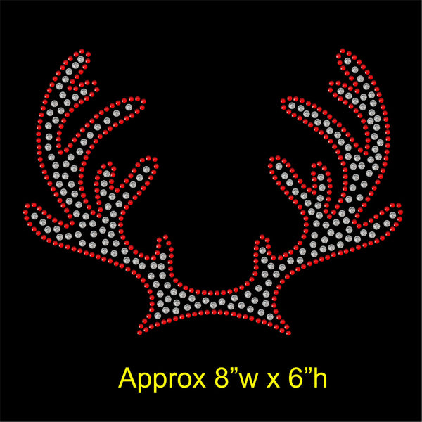 Christmas Reindeer Antlers Hotfix Rhinestone Transfer Diamante Motif Iron-on Applique