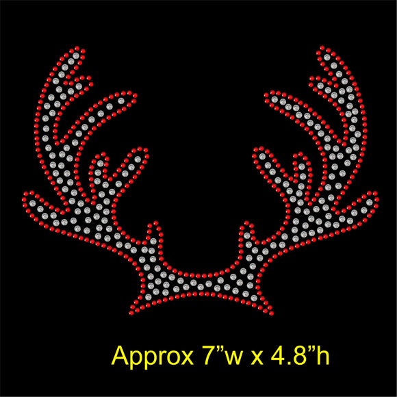 Christmas Reindeer Antlers Hotfix Rhinestone Transfer Diamante Motif Iron on Applique
