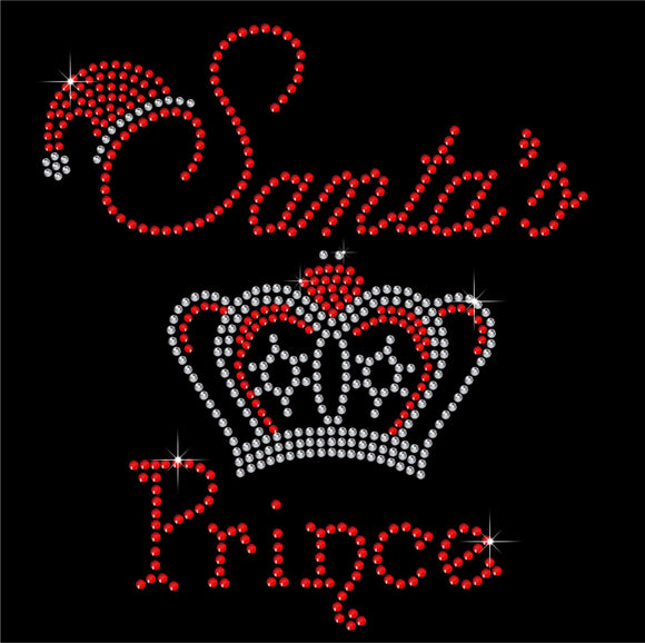 Christmas Santa's Prince Hotfix Rhinestone Transfer Diamante Motif Iron on Applique