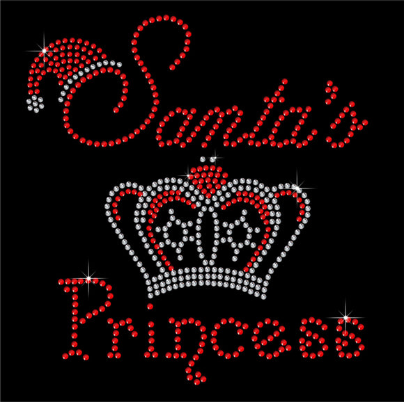 Christmas Santa's Princess Hotfix Rhinestone Transfer Diamante Motif Iron on Applique