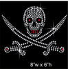 Skull & Sword Hotfix Rhinestone Transfer Diamante Motif, Iron-on Applique