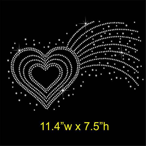 Shooting Love Heart Hotfix Rhinestone Transfer Diamante Motif Iron on Applique