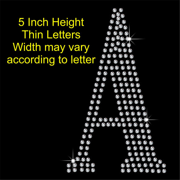 5 Inch high Capital letters Hotfix Rhinestone Transfer Diamante Motif, Iron on Applique