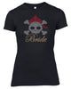 BRIDE AND SKULL RHINESTONE EMBELLISHED HEN STAG DO PARTY T-SHIRT FOR LADIES