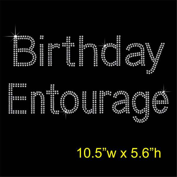 Birthday Entourage Hotfix Rhinestone Transfer Diamante Motif, Iron on Applique